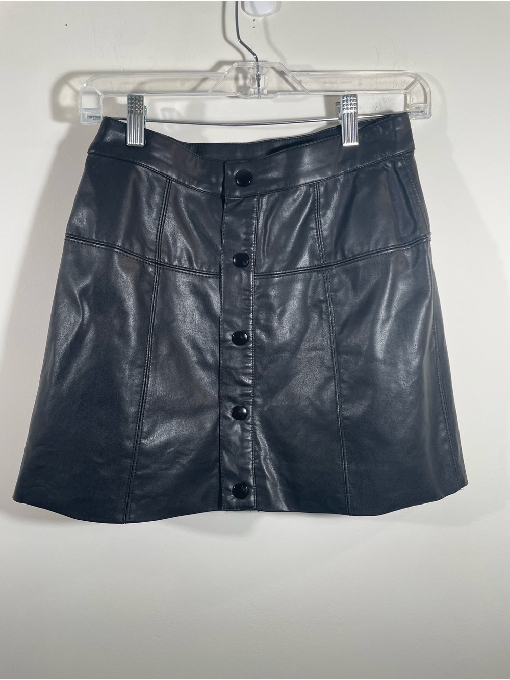 Free People faux leather snap-down mini skirt 2